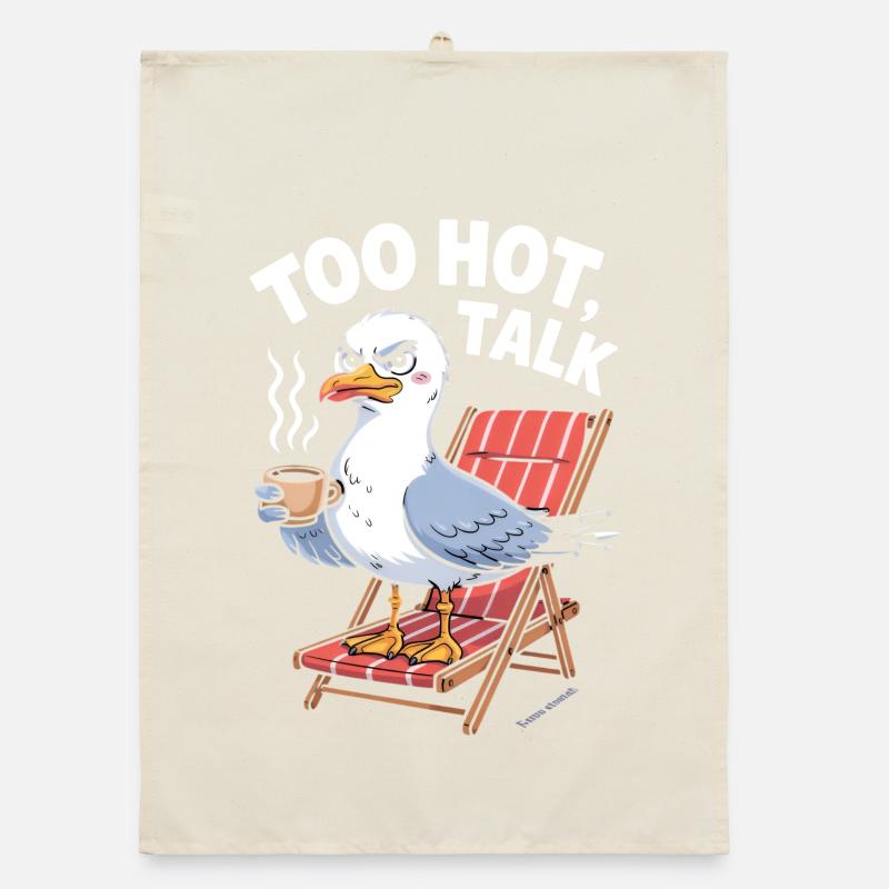 Mouette impertinente se relaxant avec du café Torchon bio