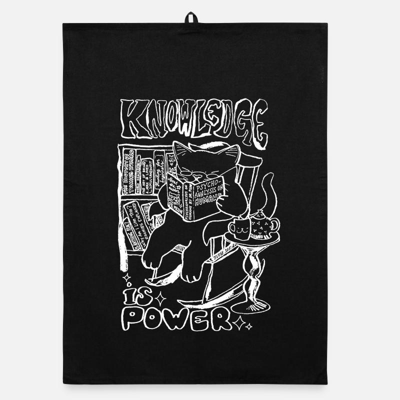 KNOWLEDGE IS POWER - Organic dish towel - black
