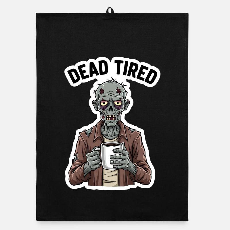 Mort Fatigué Drôle Zombie avec Tasse à Café Torchon bio
