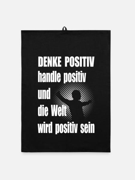 Positiv Denken Motivationsspruch Mann - Organic Geschirrtuch - Schwarz - Vorne