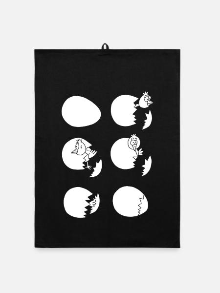Discovering the world or not (white) - Organic dish towel - black - Front