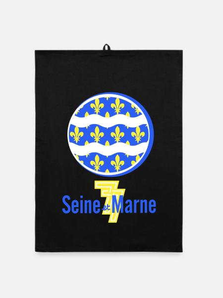 Logo Seine et Marne 77 - Organic dish towel - black - Front