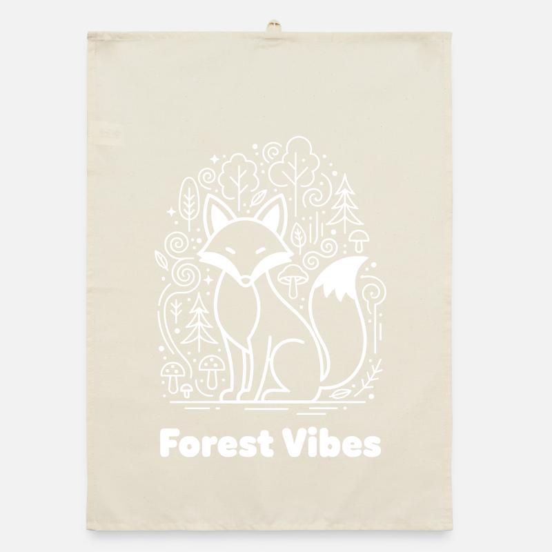 Forest fox in cloud forest Organic dish towel