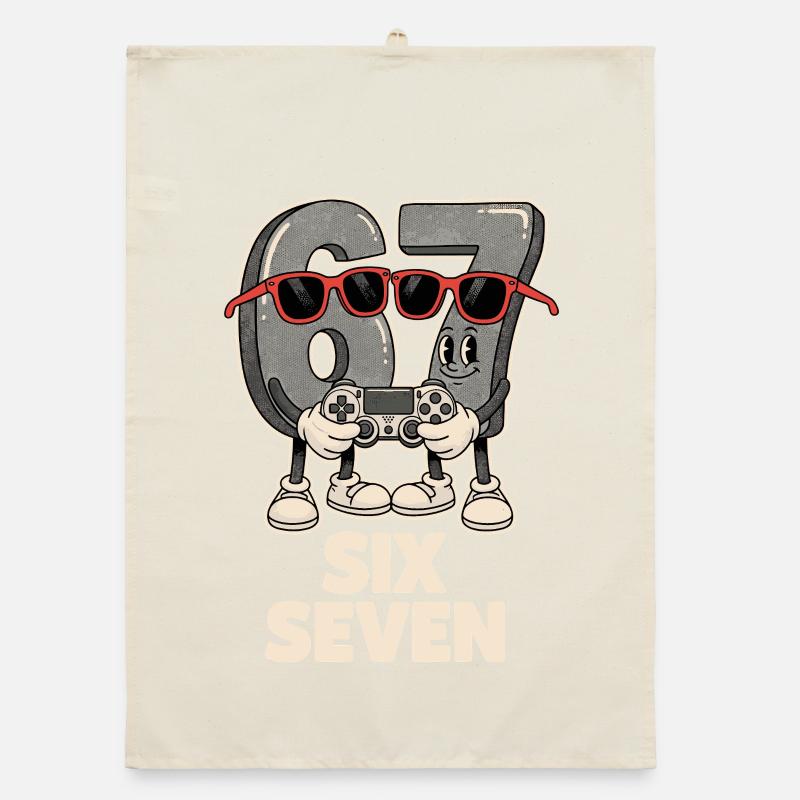 6 7 Sechs Sieben Meme Aura Points Gaming Süß  Organic Geschirrtuch