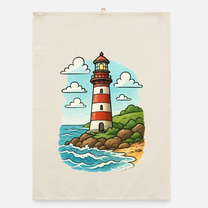 Lighthouse on the coastal path Organic dish towel