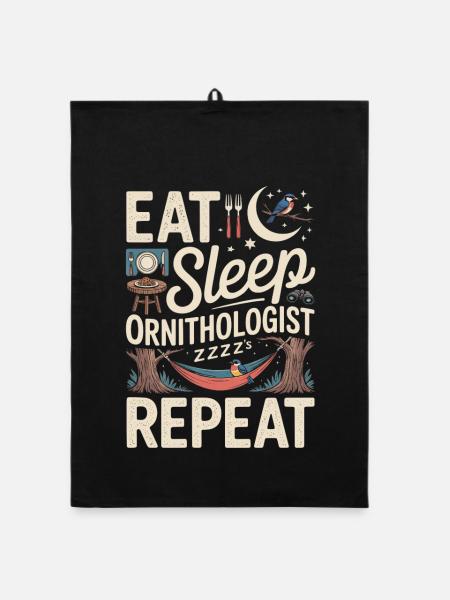 Eat sleep ornithologist repeat - Organic dish towel - black - Front