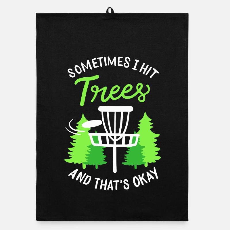 Sometimes I Hit Trees Disc Golf Basket Art Organic Geschirrtuch