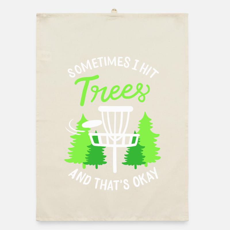 Sometimes I Hit Trees Disc Golf Basket Art Organic Geschirrtuch