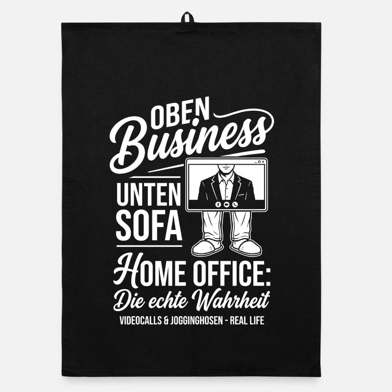 Homeoffice: Oben Business, unten Sofa Organic Geschirrtuch