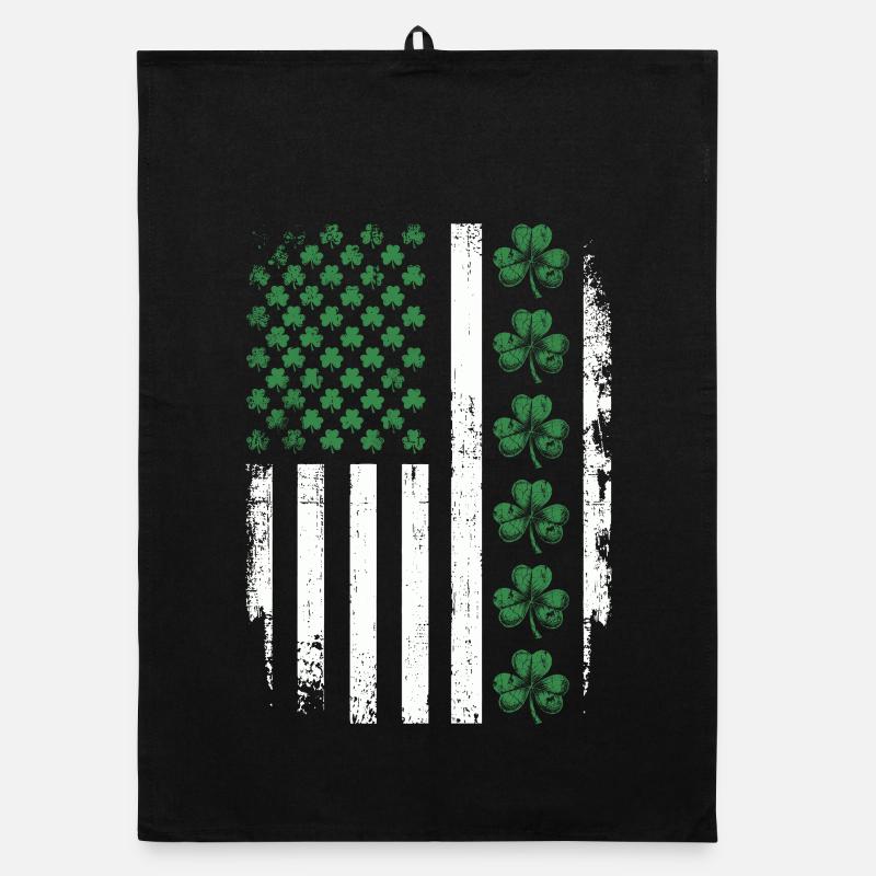 Drapeau irlandais du trèfle américain Torchon bio