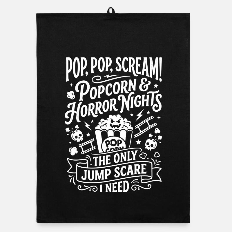 Jump Scare Popcorn Nights Shirt Organic dish towel
