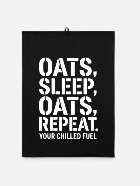Overnight Oats Müsli Cereals Sleep Repeat - Organic Geschirrtuch - Schwarz - Vorne
