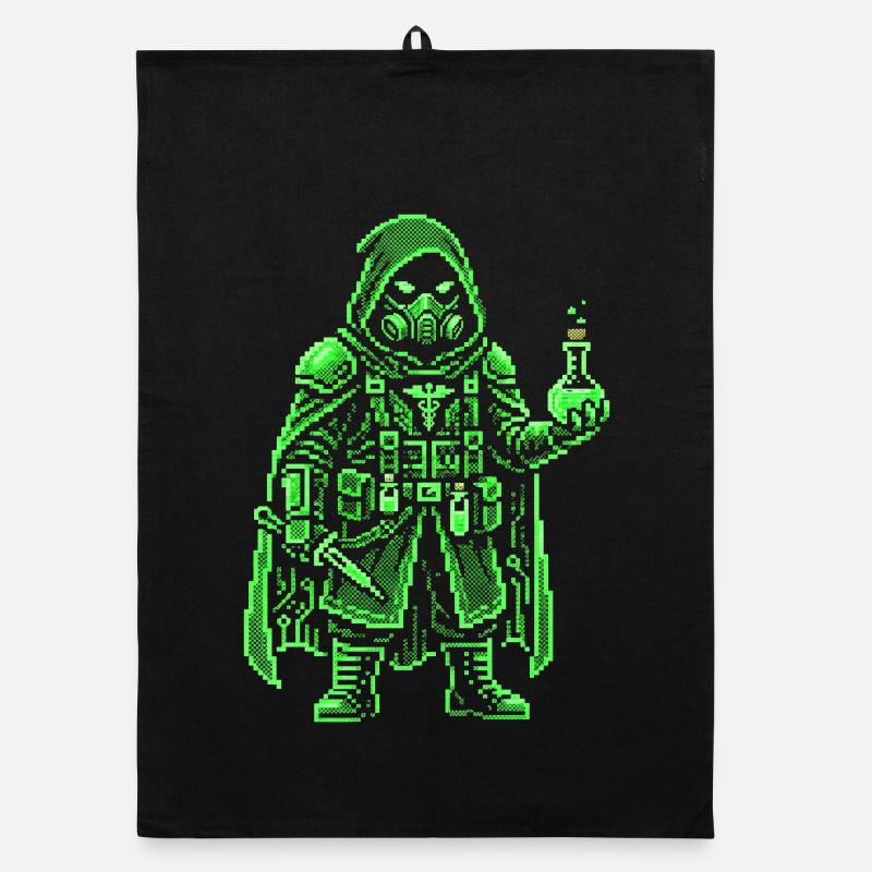 Punk Apothecary Pixel Art Retro Hacker Organic dish towel