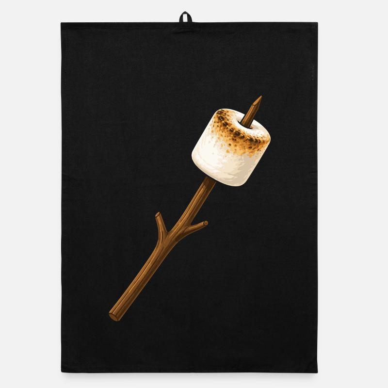 Roasted marshmallow on a stick Organic dish towel