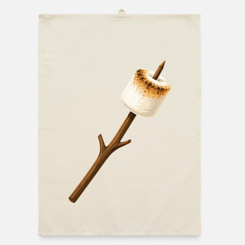 Roasted marshmallow on a stick Organic dish towel