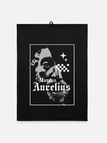 Marcus-Aurelius-Porträt - Organic Geschirrtuch - Schwarz - Vorne