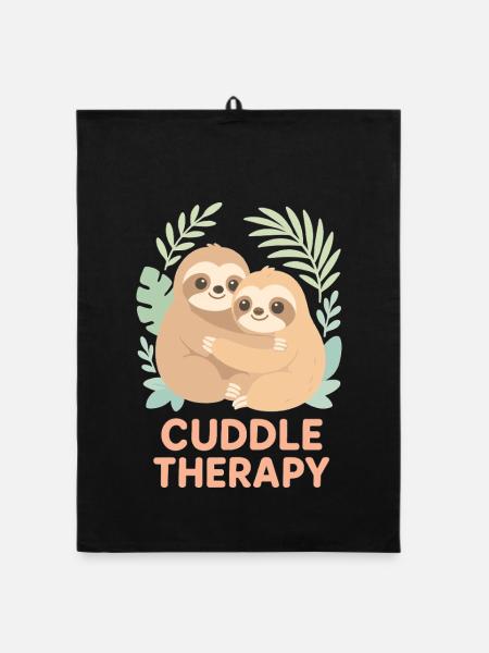 Cuddle Therapy: Cute sloths in the jungle - Organic dish towel - black - Front