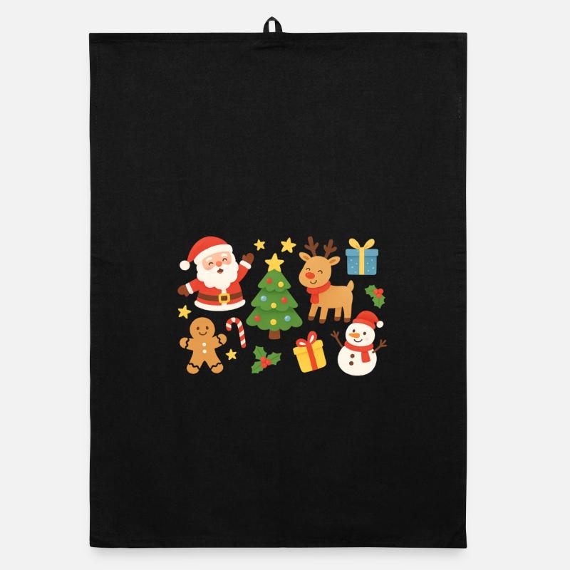 Christmas Magic Santa Reindeer Tree Organic dish towel