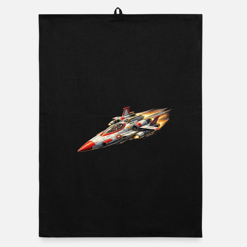 Starfighter / Raumschiff Logo - Organic Geschirrtuch - Schwarz