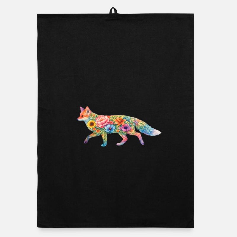 Fleurs en forme d’aquarelle en forme de renards Torchon bio