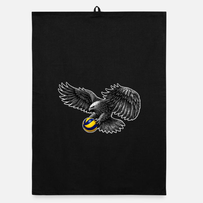 Aigle avec contour de volley-ball Torchon bio