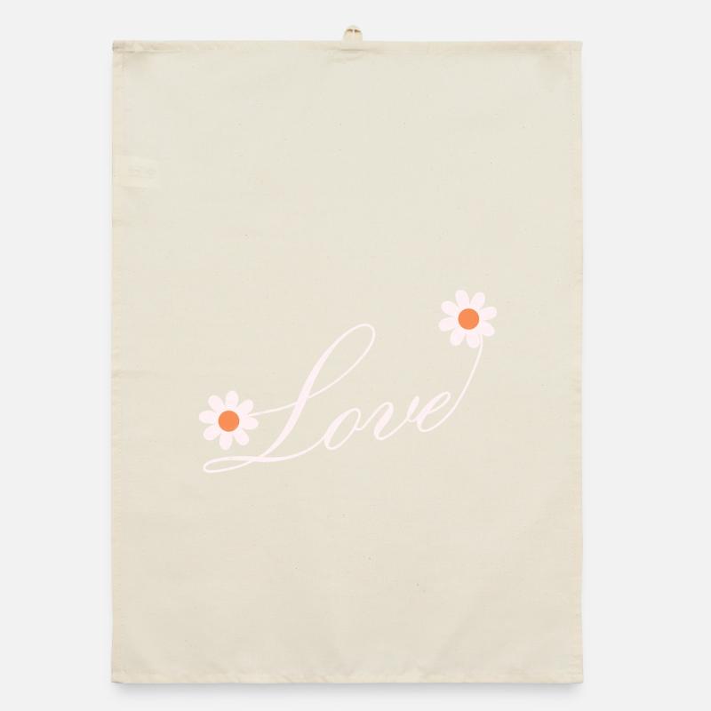 Floral Love Script Design Organic dish towel