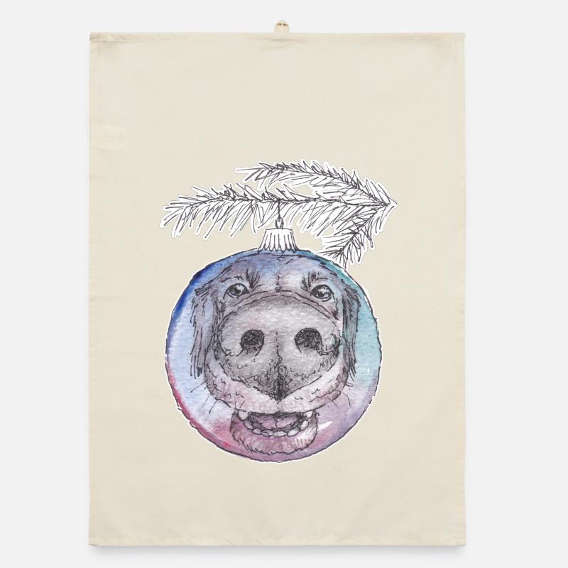 Weihnachtskugel Merry Christmas Hund Organic Geschirrtuch