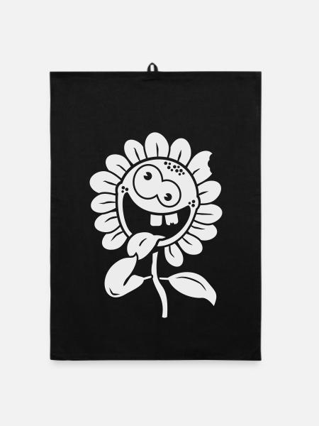 crazy flower negative 1c - Organic dish towel - black - Front