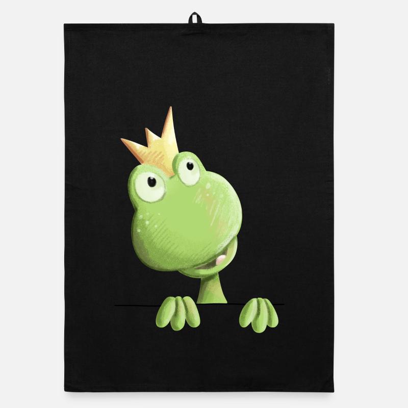 Prince de grenouille douce - dessin animé de grenouille Torchon bio