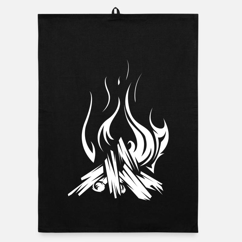 Symbole De Feu De Camp, De Survie En Plein Air, Forêt, Nature - Torchon bio - noir