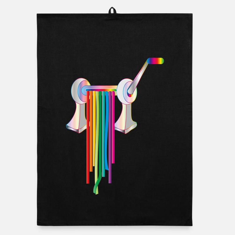 Pasta machine with colorful rainbow style pasta Organic dish towel