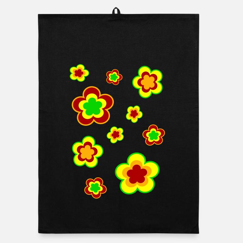 70s Flower Pattern Organic dish towel