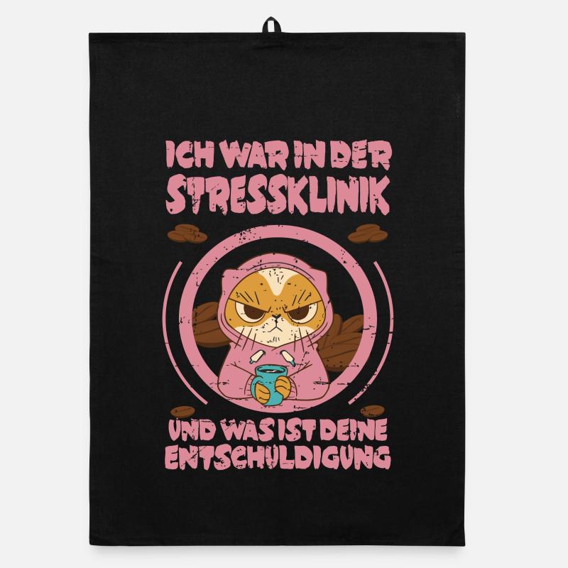 Chat de café dans la clinique de stress Torchon bio