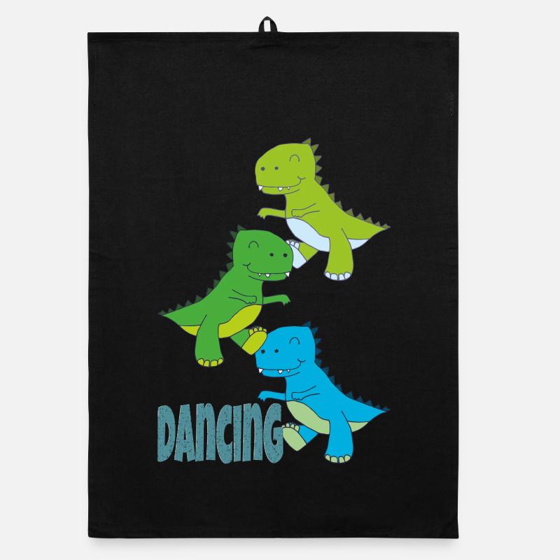 dinos dancing Organic Geschirrtuch