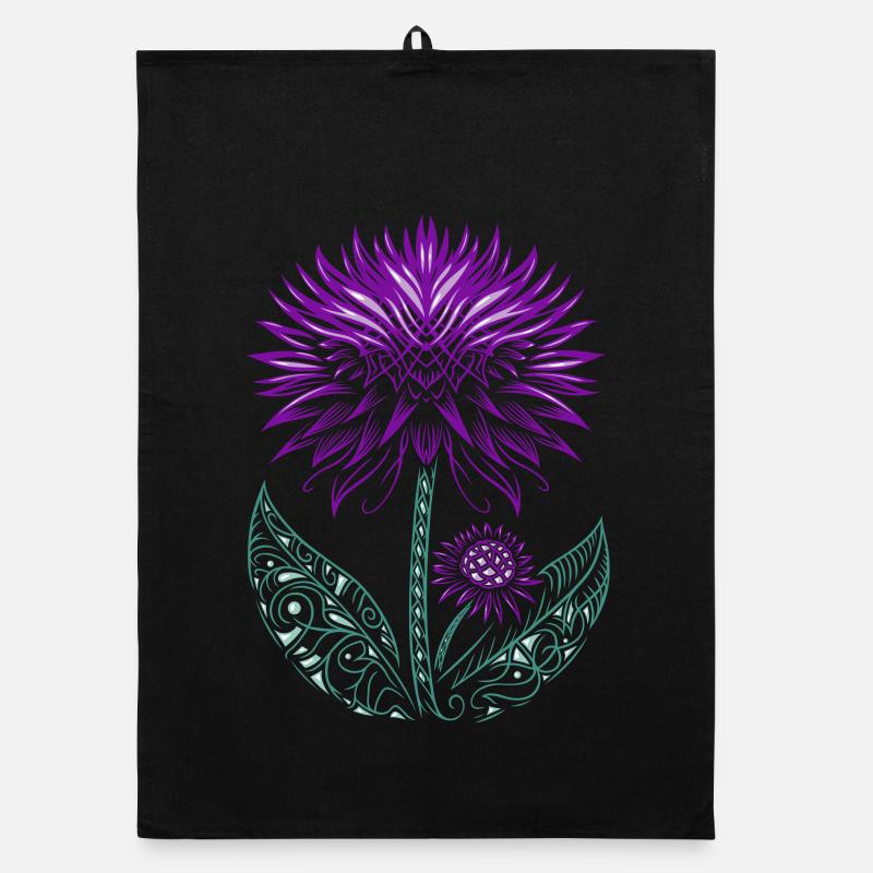 Distel lila Thistle - Organic Geschirrtuch - Schwarz