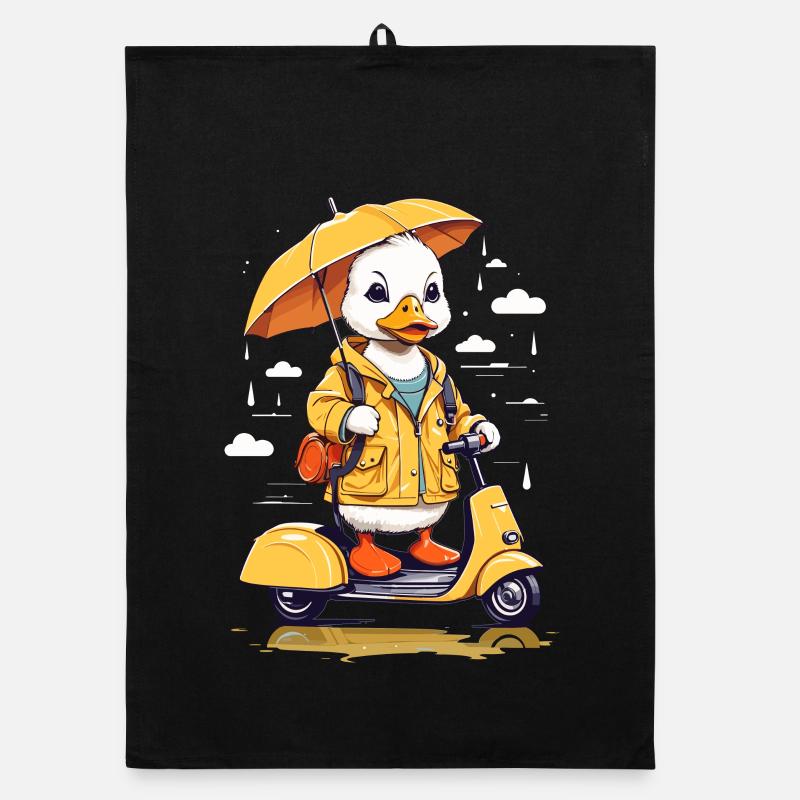 Ente mit Roller Organic Geschirrtuch