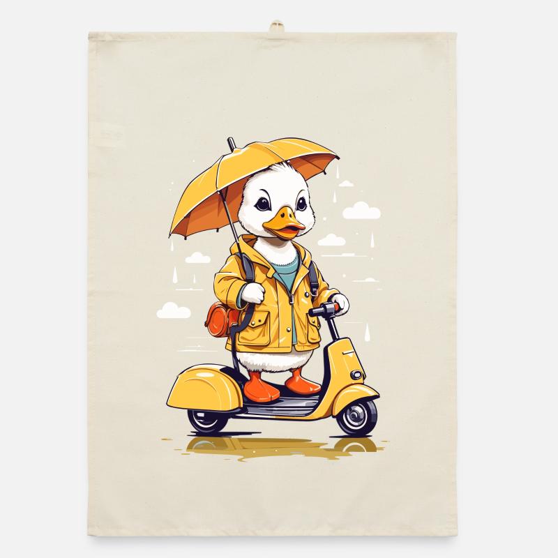 Ente mit Roller Organic Geschirrtuch