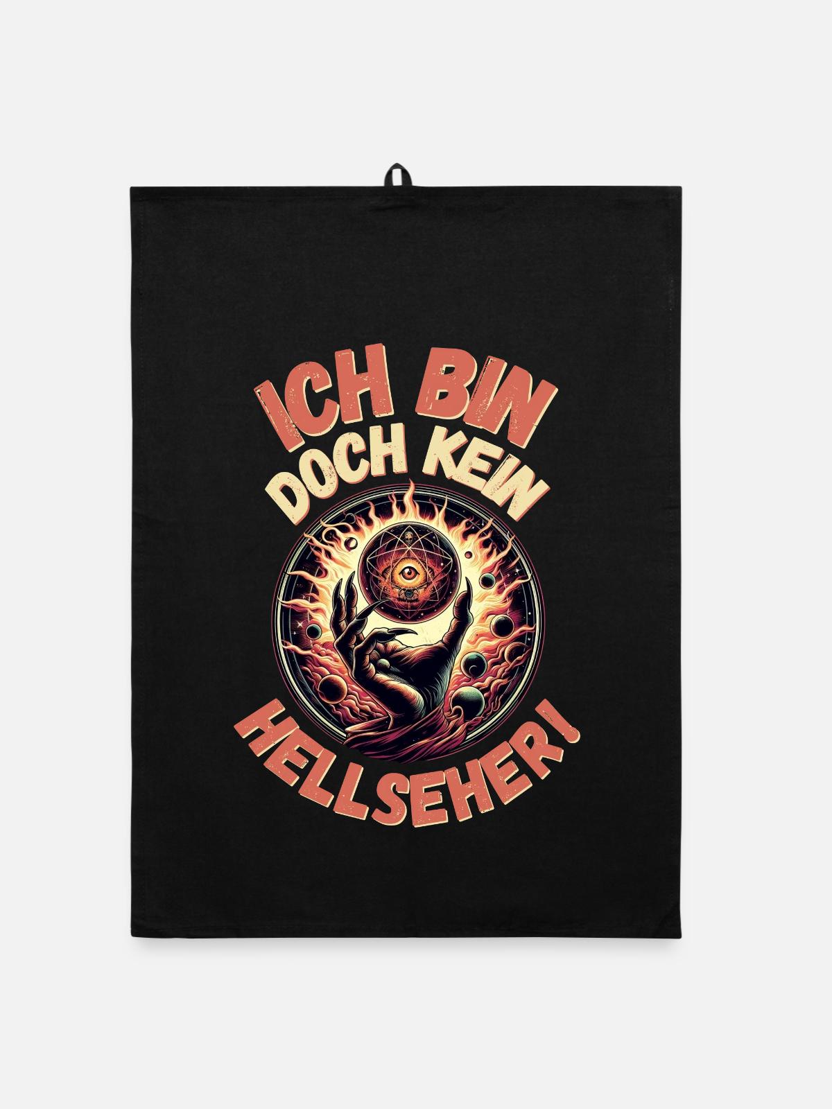 Kein Hellseher - Organic Geschirrtuch - Schwarz - Vorne