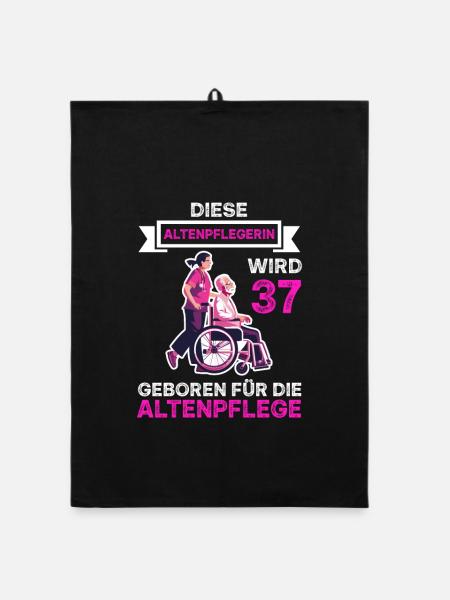 Altenpflegerin Altenpflege 37 Geburtstag Spruch - Organic Geschirrtuch - Schwarz - Vorne