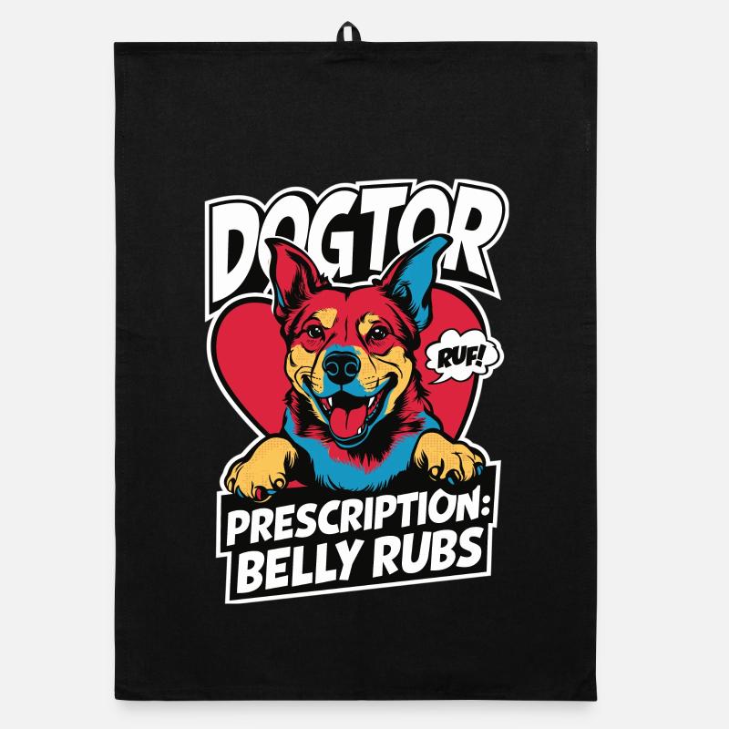 Pop Art Dogtor Verschreibung: Bauchkraulen! Organic Geschirrtuch