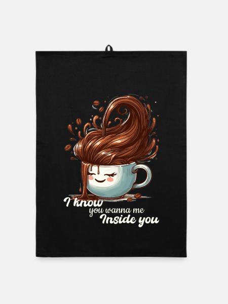 Kaffee Tasse witzig Geschenk - Organic Geschirrtuch - Schwarz - Vorne