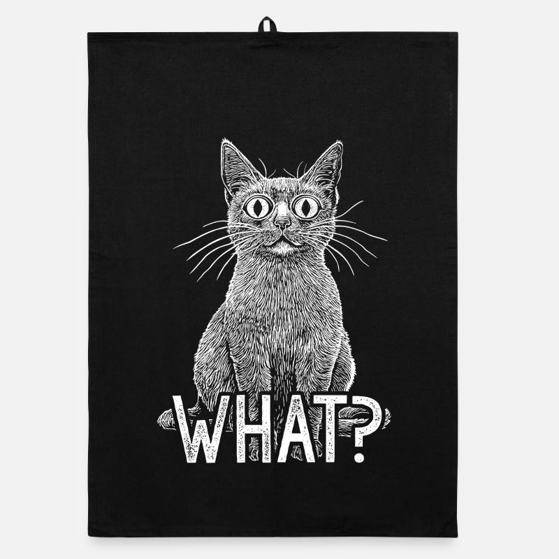 Katze Was Lustige Weiße Katze mit intensivem Horrorblick Organic Geschirrtuch