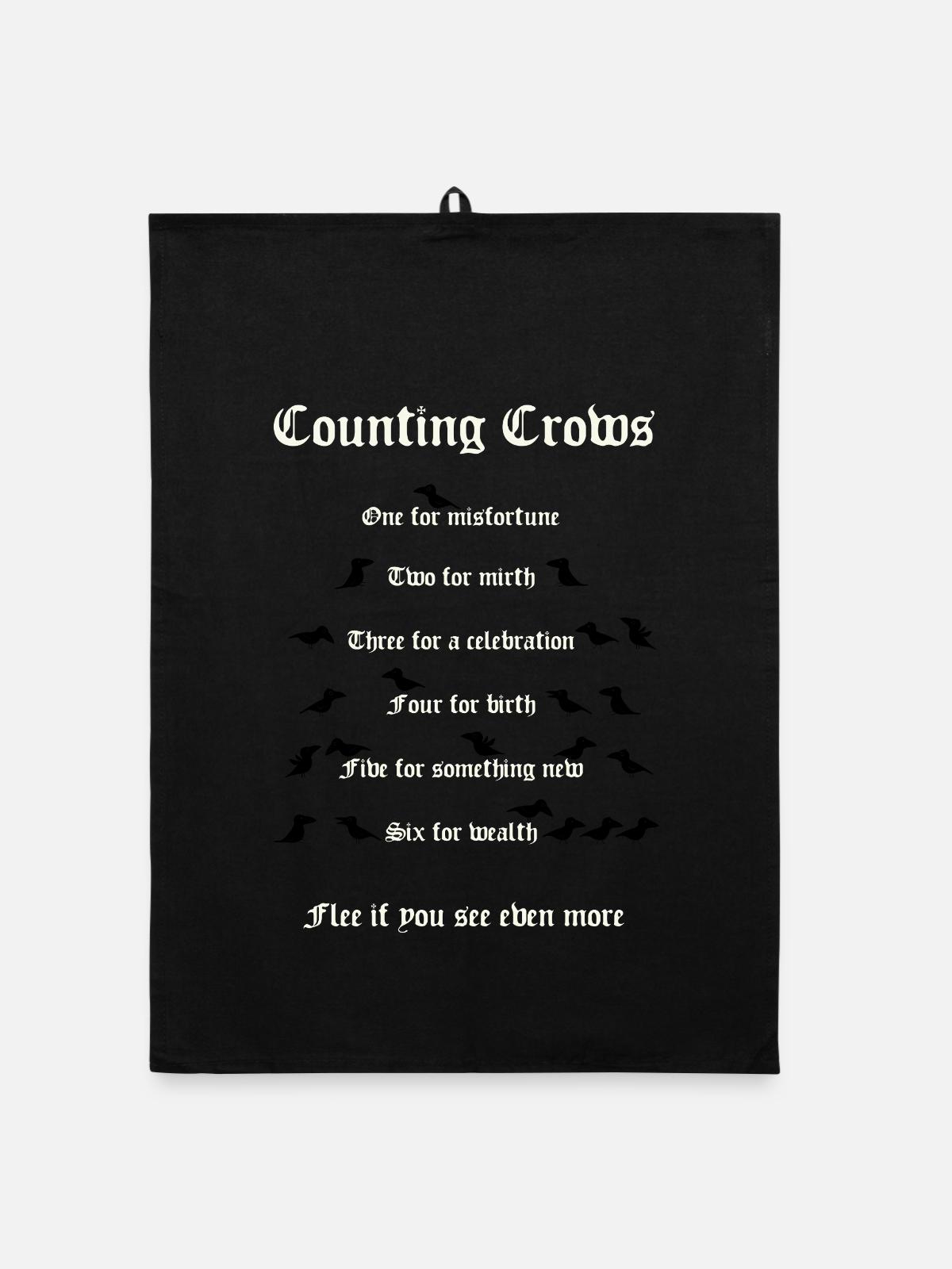 Crow Counting - Organic dish towel - black - Front