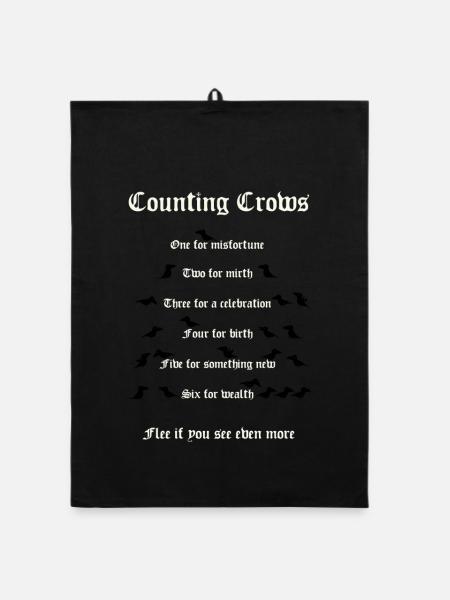 Crow Counting - Organic dish towel - black - Front