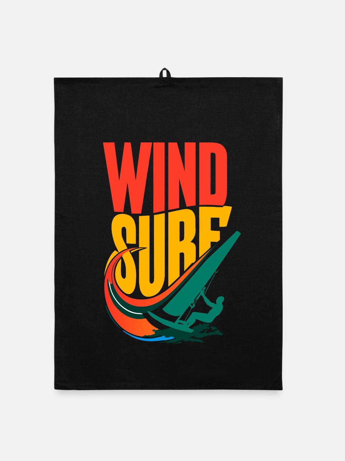 Lebendiges Pop-Art-Windsurf-Design - Organic Geschirrtuch - Schwarz - Vorne