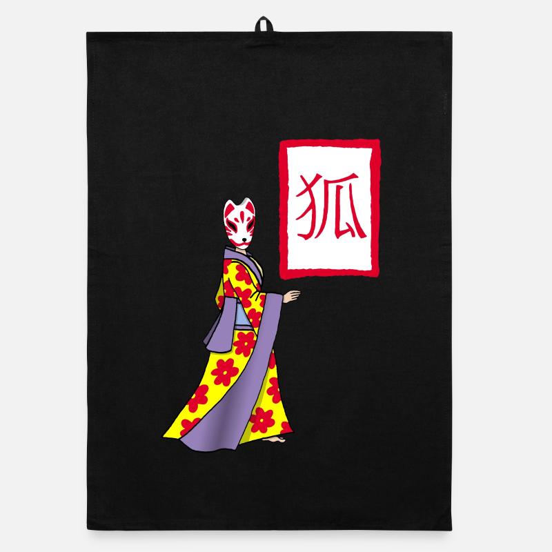 Fox Kitsune Manga Organic Geschirrtuch