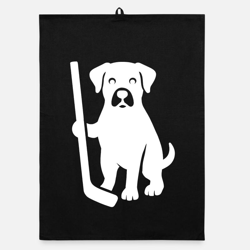 Minimalistische Hund Eishockeyspieler Puck  Organic Geschirrtuch