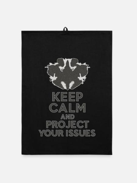 Keep calm and project your issuses - Organic dish towel - black - Front