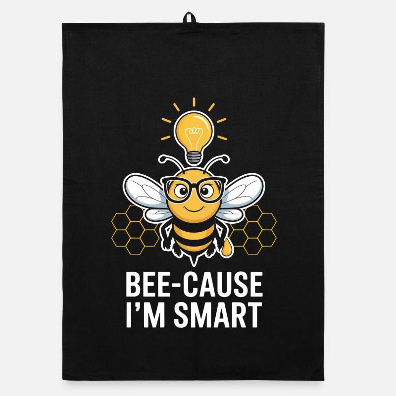 Intelligent bees with glasses and light bulb Organic dish towel
