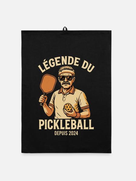 Légende du Pickleball – Humour Sport Vintage - Torchon bio - noir - Devant